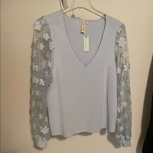 NWT Anthropologie Light Blue Floral blouse size 3x